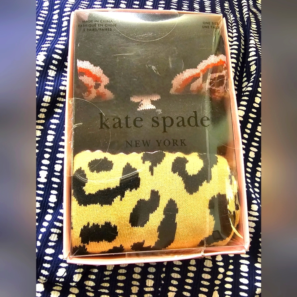 Kate Spade Socks 3 Set New in Box Black Crew Prints Shoe size 4-10 New In Box